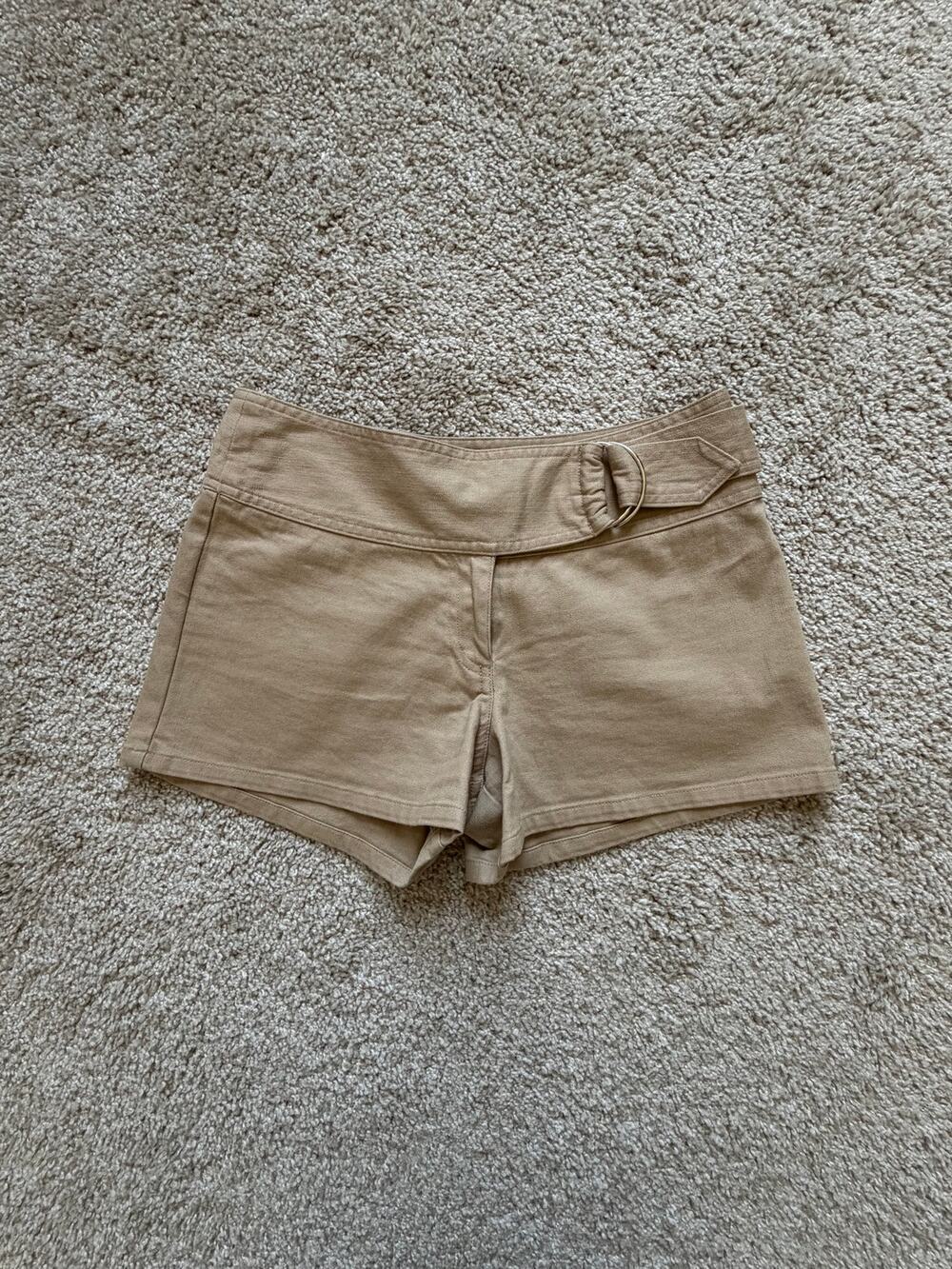 I.L.U. Tan Belted Low Rise Mini Shorts Y2K Going Out Party Club Shorts Size 5